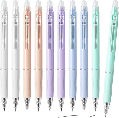 Temiary 10 Pcs Retractable Erasable Gel Pens, Fine Point 0.5 mm, Make Mistakes Disappear, Smooth Writing Gel Pen with Eraser for Journaling Note Taking Marking Planner Crossword Puzzles (Black Ink)