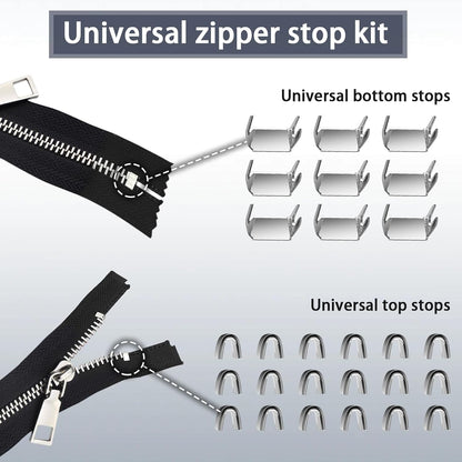 VICHERIA Zipper Repair Kit (45 Pcs), Universal Size #5 Zippers for Sewing, Replacement Slider Pull Fix Kit for Jackets, Coat, Boot, Backpack, Purse