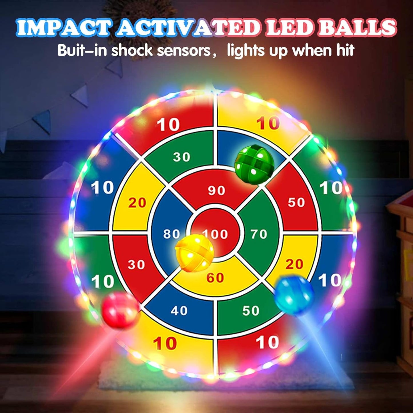 Kids Dart Board Game Set-29 inchs, Board Games with 16 Stick Balls, Summer Indoor Outdoor Toys Games for Kids Ages 4-8, Birthday Party Games Yard Toys for Kids Ages 3 4 5 6 7 8 9 10 11