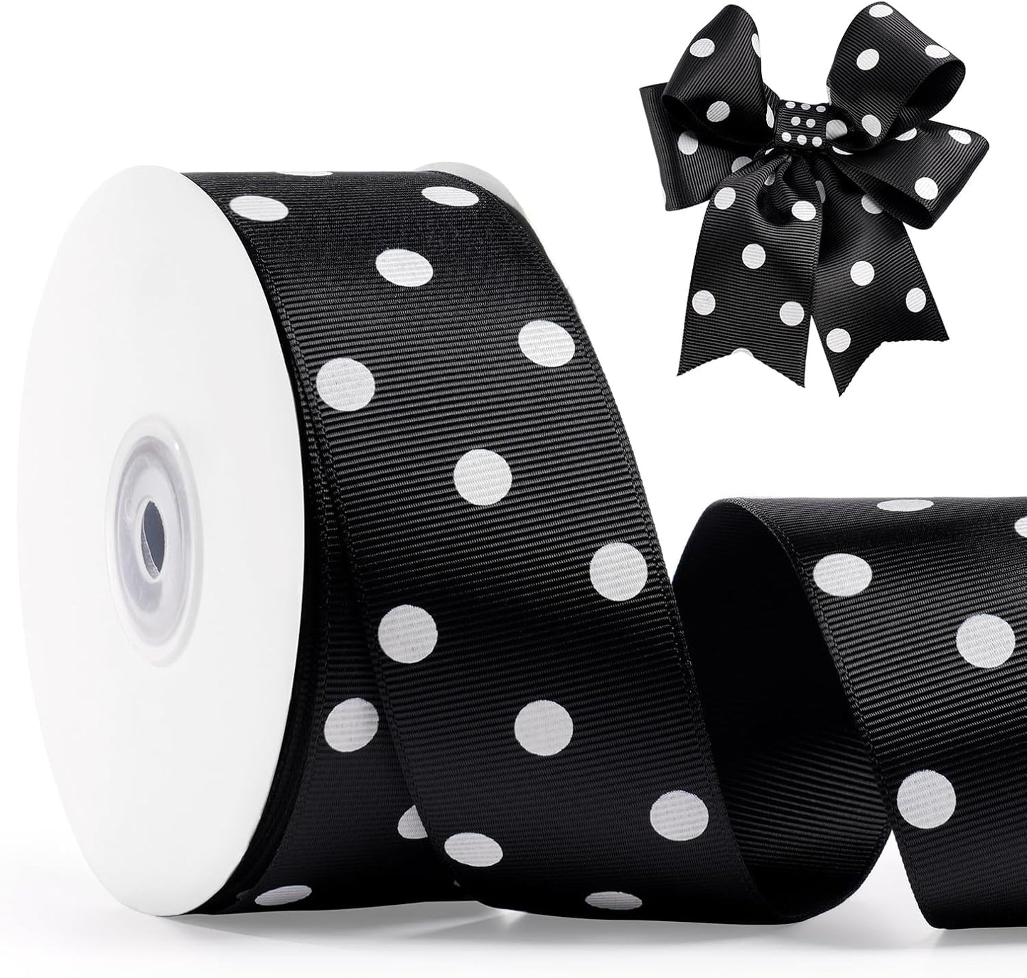 Polka Dot Grosgrain Ribbon 1.5 Inch, 25 Yards Spool Black and White Dot Craft Ribbon for Christmas Gift Wrapping DIY Crafts Hair Bows Wedding Party Decor Sewing and Home Decoration - Crafty Corner