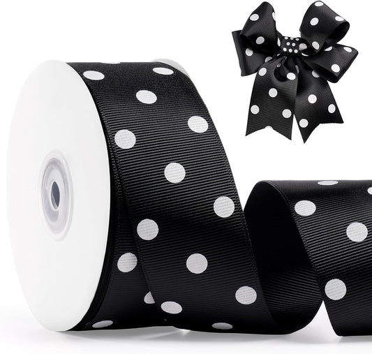 Polka Dot Grosgrain Ribbon 1.5 Inch, 25 Yards Spool Black and White Dot Craft Ribbon for Christmas Gift Wrapping DIY Crafts Hair Bows Wedding Party Decor Sewing and Home Decoration - Crafty Corner