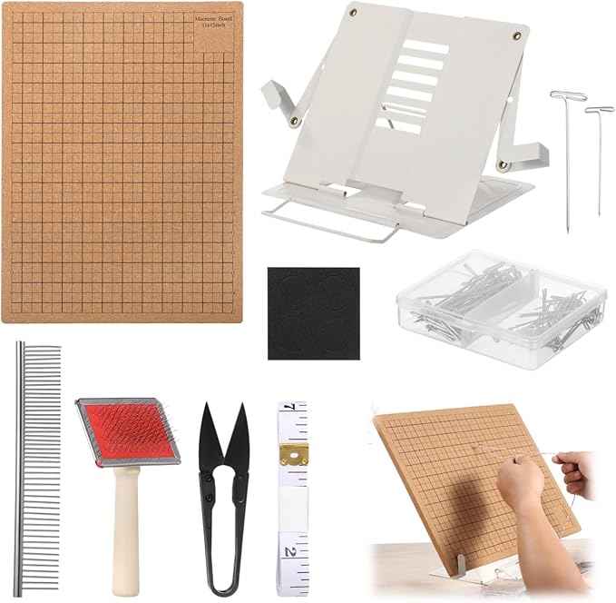106 PCS Macrame Board Set, with 12x16 Inch Macrame Board Adjustable Holder with T Pins Double Sided Grids Bracelet Making Board with Brush Scissor Ruler Tools for Braiding Cording Creating (A)