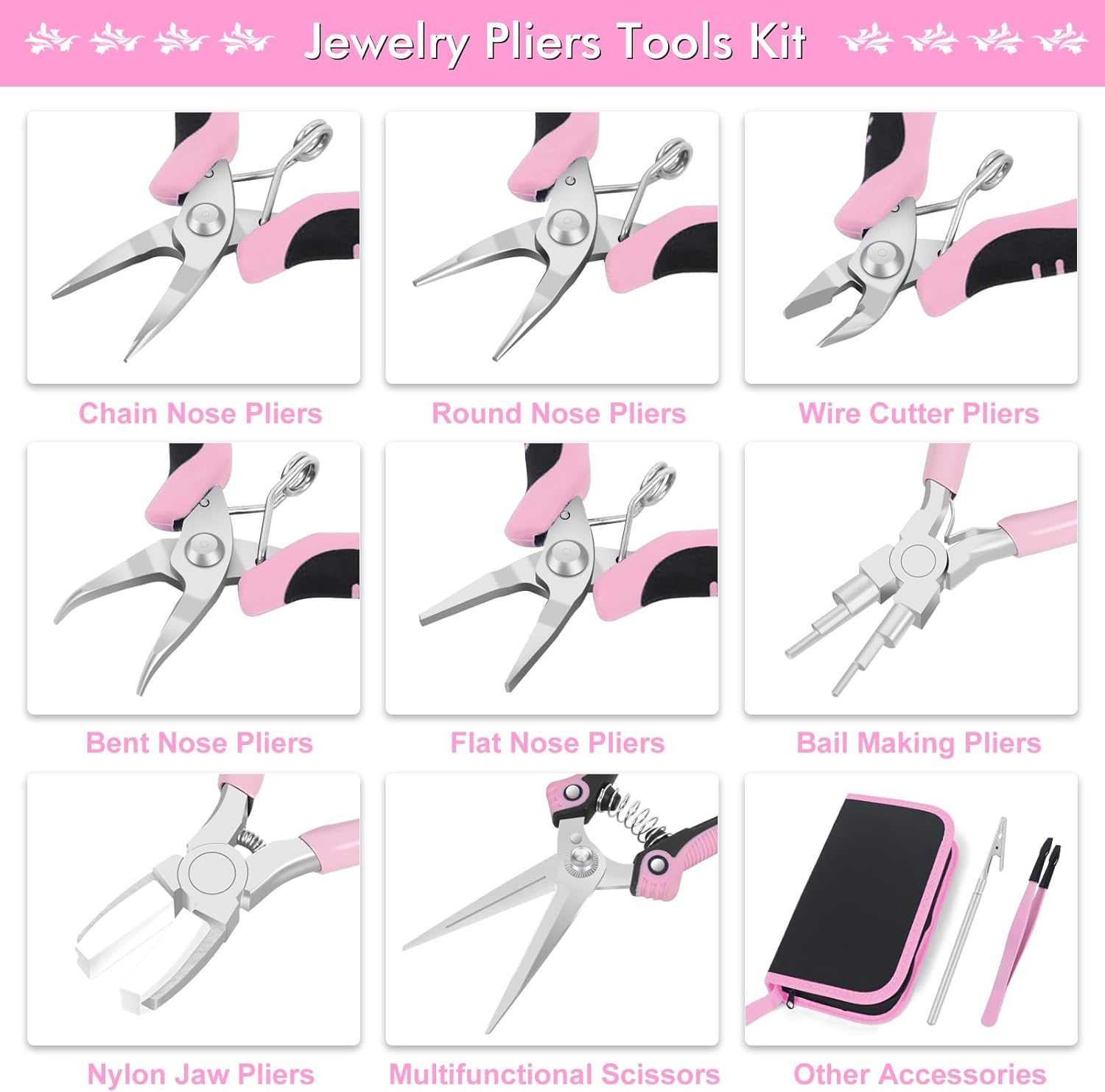 Toolour Jewelry Pliers Set Jeweler Making Tools for Adults,11pcs Professional Jewelry Pliers Tool Kit with Jewellery Making Supplies for DIY Beading Crafting Crimping Cutting Repair - Crafty Corner