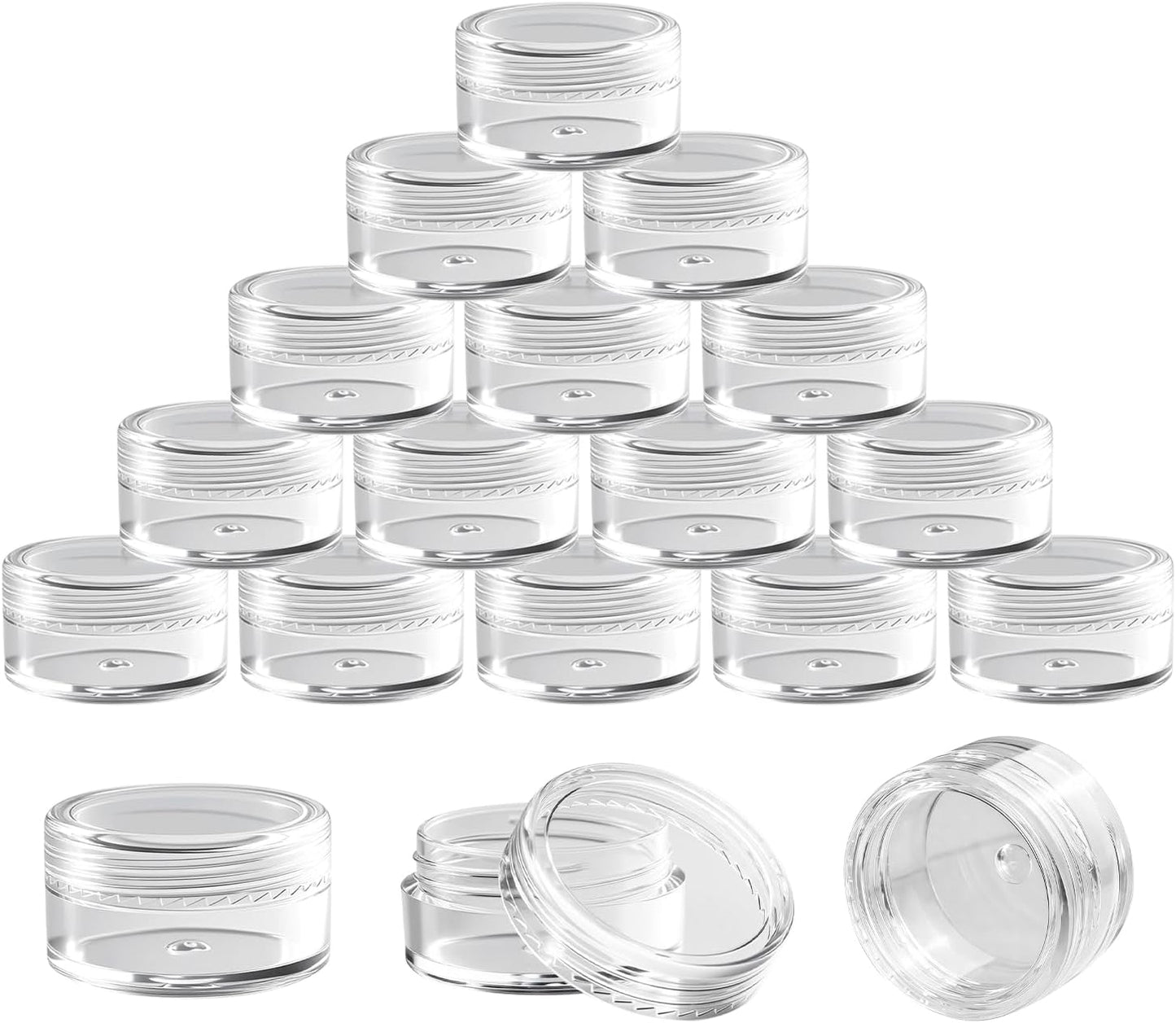 5g Cosmetic Sample Jars with Lids, 50 Pack Clear Small Plastic Containers for Skincare, Face Cream & Lip Balm, BPA-Free, Refillable Travel Size Containers