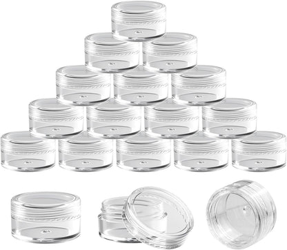 5g Cosmetic Sample Jars with Lids, 50 Pack Clear Small Plastic Containers for Skincare, Face Cream & Lip Balm, BPA-Free, Refillable Travel Size Containers