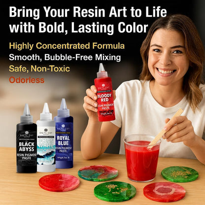 24 Colors Epoxy Resin Pigment Paste Set – High Concentration Creamy Opaque Epoxy Dye & Coloring Paste Kit for Resin Art, Jewelry Making, Tumblers, River Tables, Coasters – Mica Powder Alternative