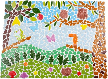 Mosaic Tiles for Crafts Bulk - Mini Ceramic Oak Leaves Pieces for DIY Kits & Adults DIY Mosaic Making Hobbies Decoration Stepping Stone and etc. (Iridescent Ceramic Tile Oak Leaves Mix)