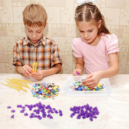 7Pcs Stepping Stone Kit Square Concrete Mold 3 Size DIY Craft Handmade Stepping Stone Garden Markers Kit Include Mosaic Tiles Carving Tools Gloves and Letter Mold