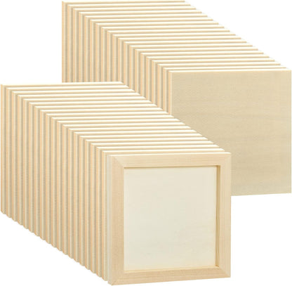 Kathfly 48 Pcs 6 x 6’’ Wood Panel Boards, Unfinished Wood Canvas Panels for Painting Crafts DIY Drawing Pouring Art Projects