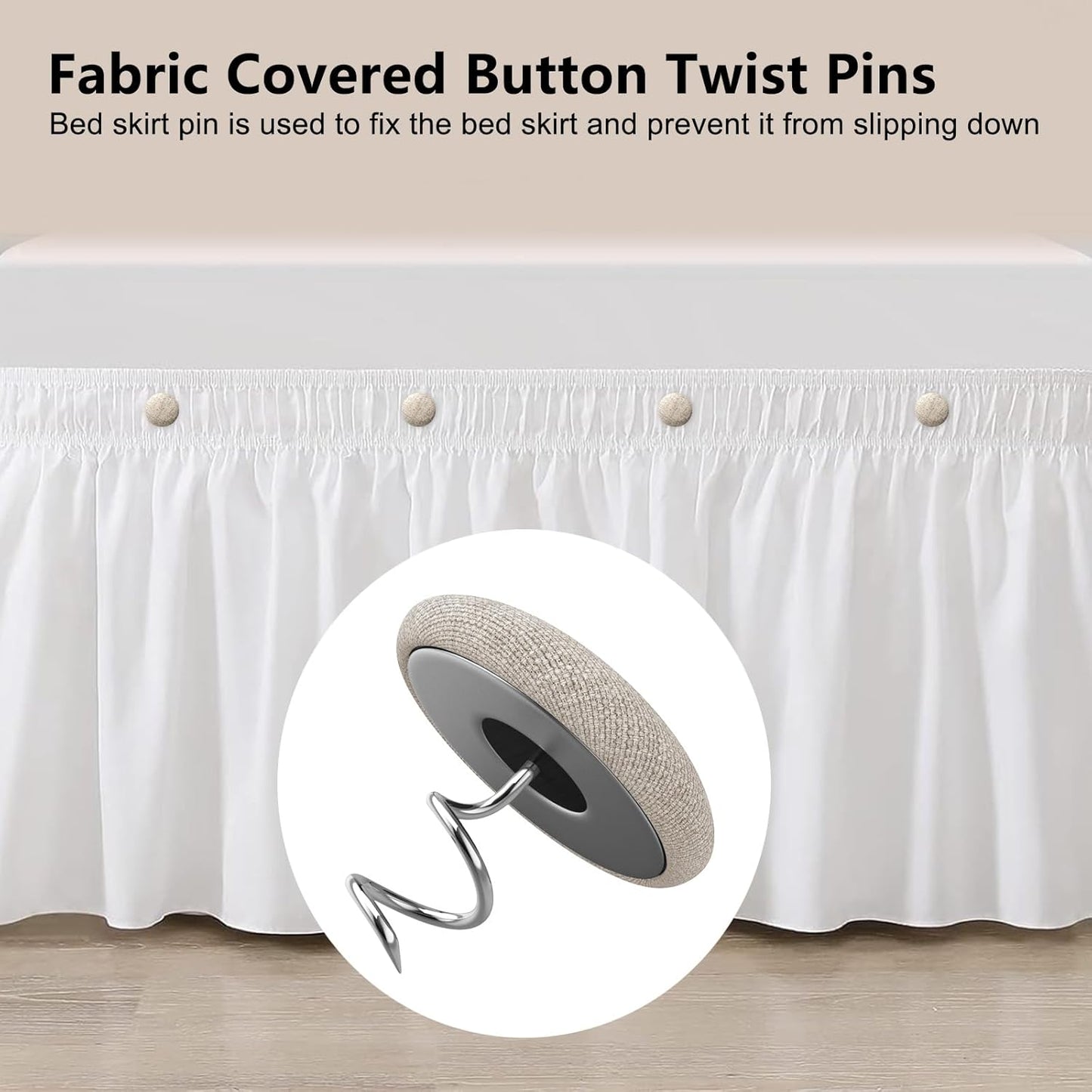 Linen Fabric-Covered Twist Pins - 8 Colors Upholstery Pins & Bed Skirt Pins -Used to Secure Sofa Cushion, Armrest Covers, Furniture & Bed Skir(12, Light Brown)