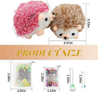 2 Hedgehog Sewing Pincushion with 200 Pieces Sewing Pins Set for Sewing DIY Projects Jewelry Decor Dressmaker