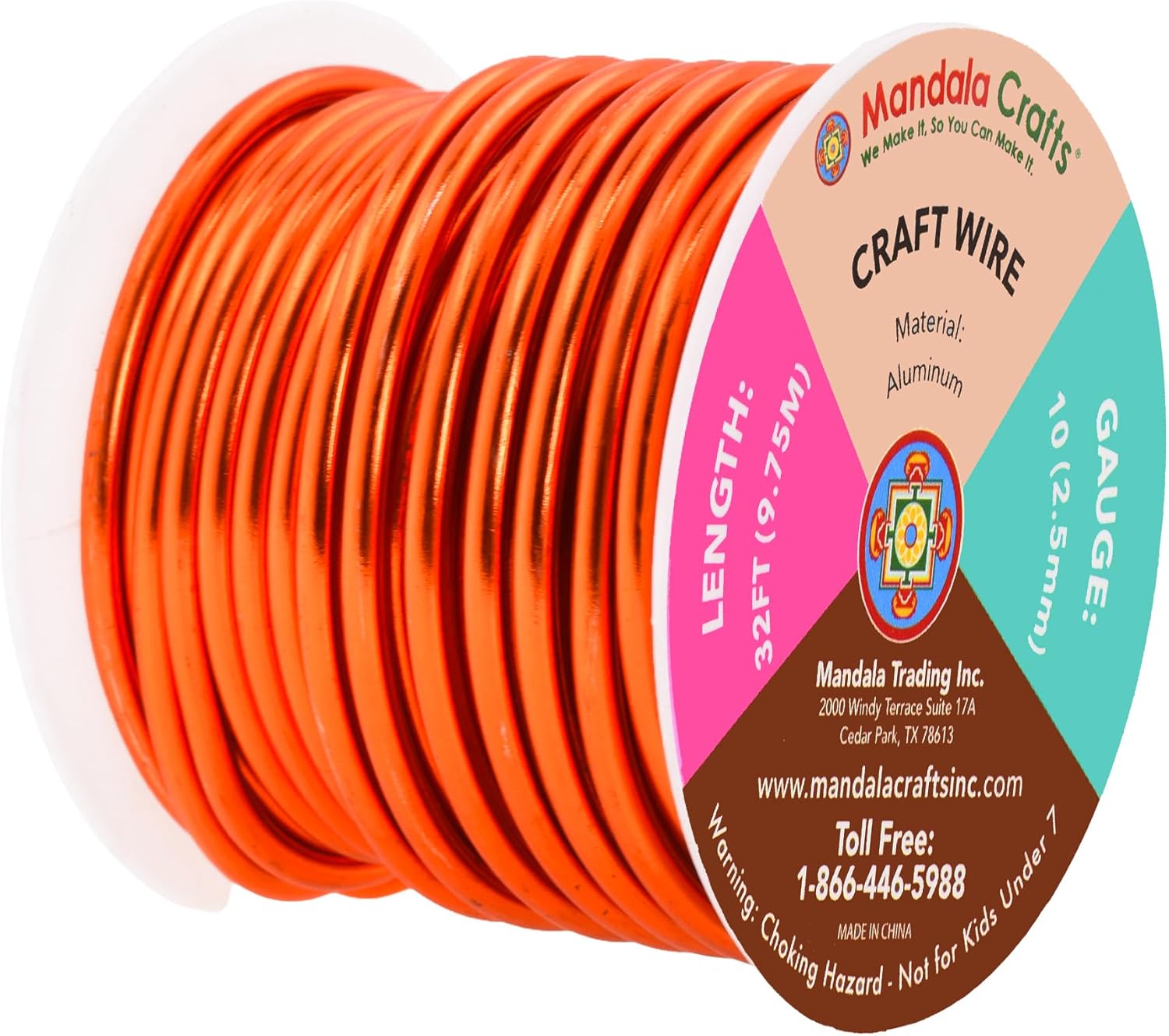 Mandala Crafts 10 Gauge Anodized Aluminum Craft Wire for Jewelry Making - 32 FT Colored Flexible Burnt Orange Wire - Bendable for Bonsai Armature Crafting Sculpting - Crafty Corner