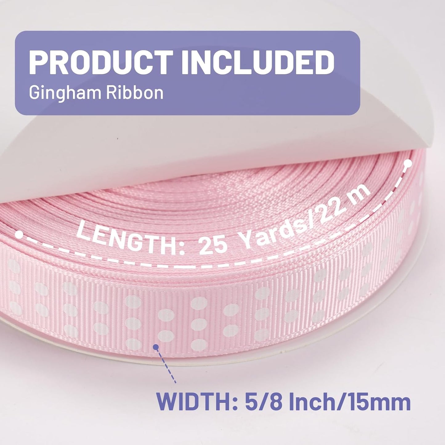 Polka Dot Grosgrain Ribbon 5/8 Inch, 25 Yards Spool Pink and White Dot Craft Ribbon for Christmas Gift Wrapping DIY Crafts Hair Bows Wedding Party Decor Sewing and Home Decoration - Crafty Corner