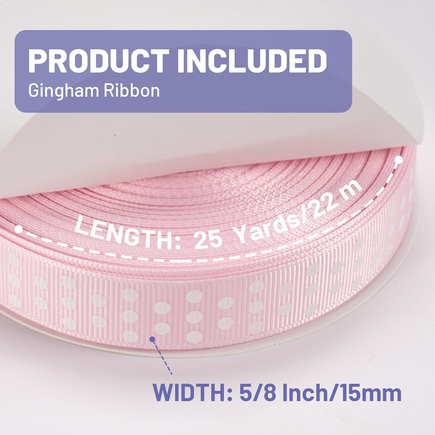 Polka Dot Grosgrain Ribbon 5/8 Inch, 25 Yards Spool Pink and White Dot Craft Ribbon for Christmas Gift Wrapping DIY Crafts Hair Bows Wedding Party Decor Sewing and Home Decoration - Crafty Corner
