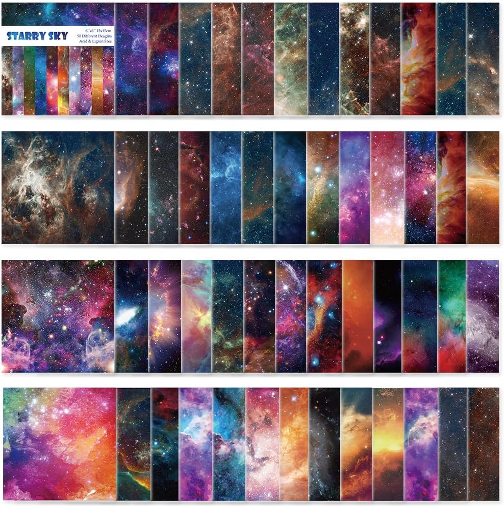 Origami Paper Kit 50 Sheets 70GSM 6 Inch Square Double Sided Color 50 Vivid Japanese Washi Chiyo Colors for Hand Crafts Origami Paper Arts Creativity.Galaxy - Crafty Corner