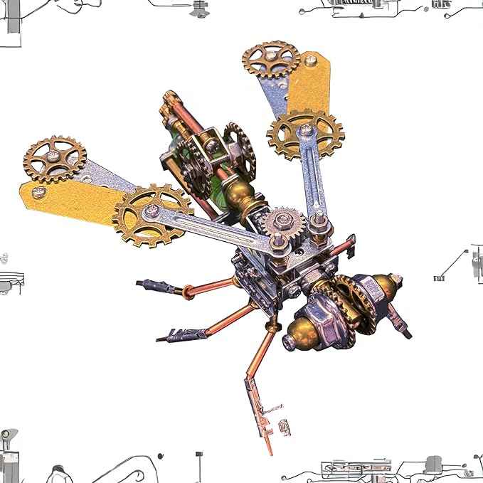 Mechanical Bee Model Metal Insect Bug Sculpture Steampunk, 3D Puzzle Making Kit,Hobby Kit Fun Crafts,Cool for Birthday(Mechanical Bee B)