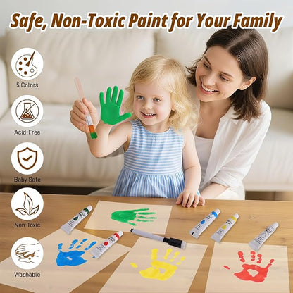 Sortnic Family Handprint Kit with Light, 5 Non-Toxic Paints, Hand Prints Ornament Keepsake Frame for 4, DIY Craft Gift for New Parents & Mom & Baby, Grandparents, Mother's Day, Father's Day