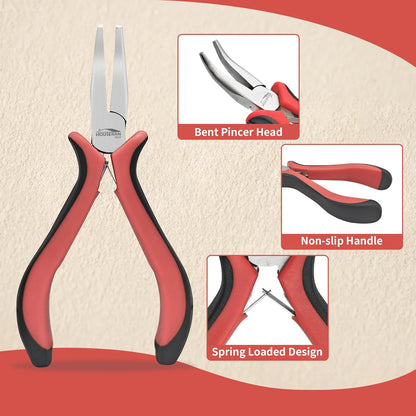 Bent Nose Pliers 5"-5 Pack Bent Nose Pliers for Jewelry Making with Spring Loaded for DIY, Craft, Repairing