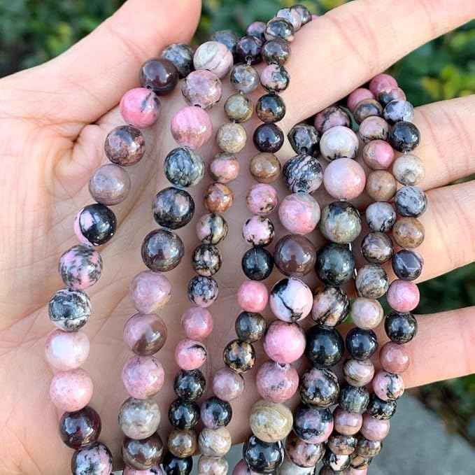 180pcs Adabele Natural Rhodonite Healing Gemstone 4mm (0.16 inch) Small Round Beads Gem Stone Spacer for Craft Jewelry Making GF24-4