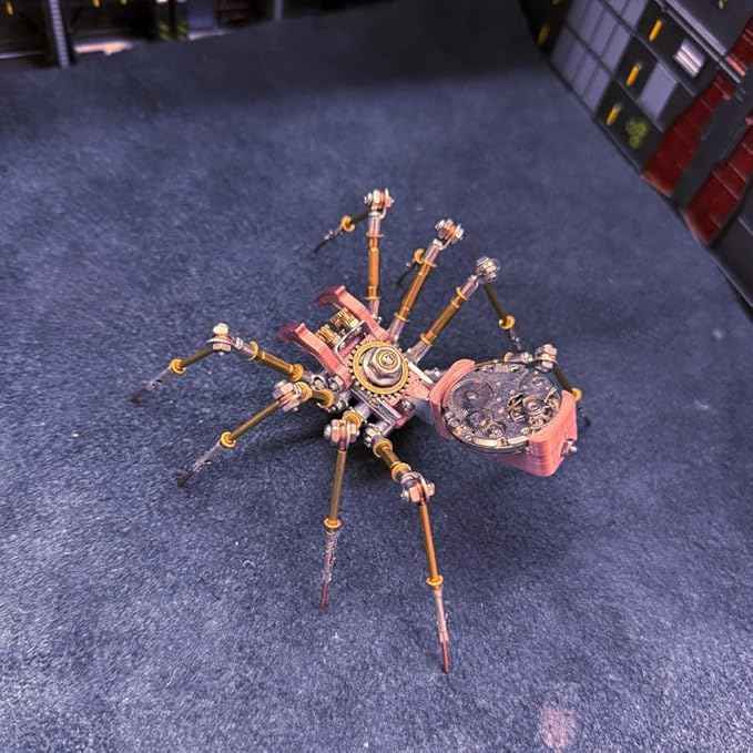 3D DIY Venomous Fang Sentinel Spider A Metal Puzzle Kits, 177PCS Mechanical Snail Metal Steampunk Insect Model Kit, Creative Collectible Display Piece for Adults