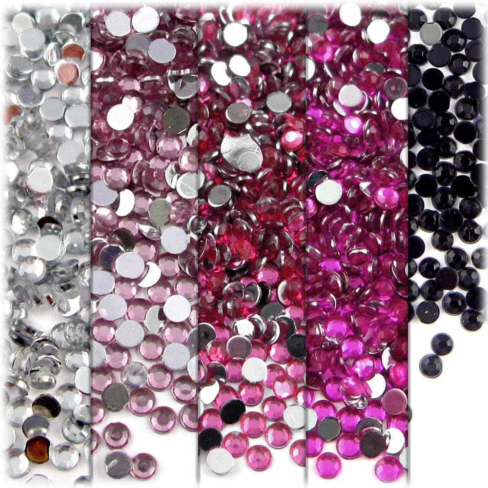 The Crafts Outlet 5-PK Set (7,200-Piece), Round 3mm Rhinestones, Flatback, Red Tones 2 - Crafty Corner