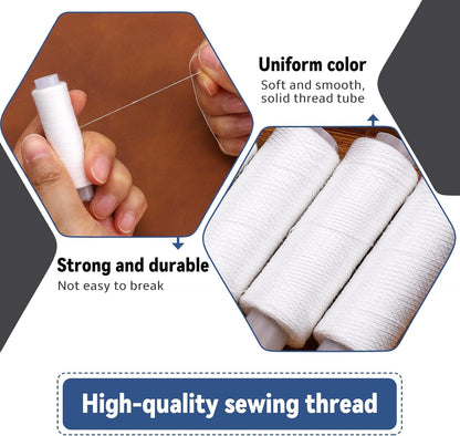 Bupete 2 Rolls White Black Thread for Sewing, 200 Yards Each Roll Sewing Thread, Polyester Threads for Sewing Machine Embroidery Hand Stitching