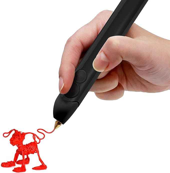 3Doodler Create+ 3D Printing Pen for Teens, Adults & Creators! - Black (2023 Model) - with Free Refill Filaments + Stencil Book + Getting Started Guide