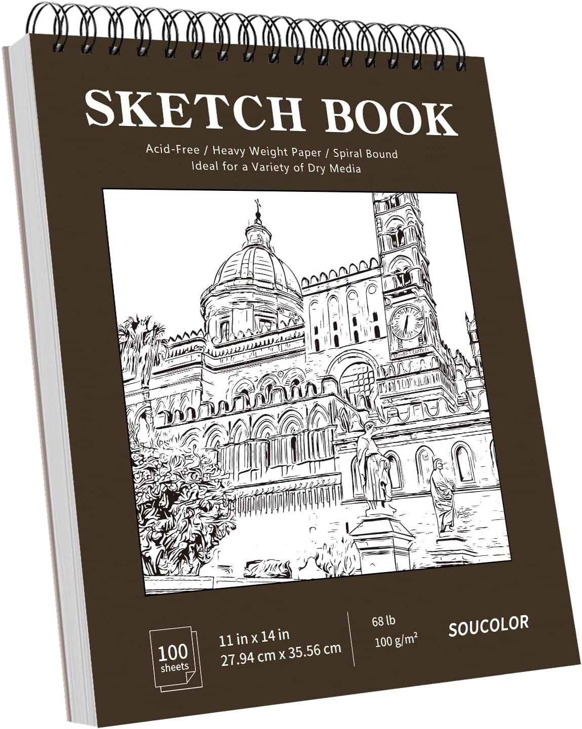 Soucolor 11" x 14" Large Sketchbook, 100 Sheets 68lb/100gsm Top Spiral Bound Large Sketch Pad, Acid Free Big Sketch Paper for Drawing, Illustration, Art Class Students - Crafty Corner