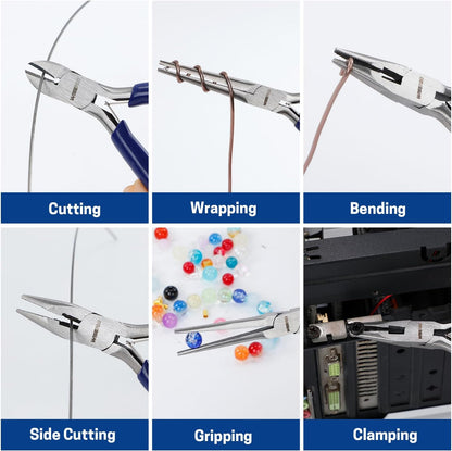 3 PCS Mini Pliers Set, Jewelry Pliers Kit with Needle Nose, Diagonal and Long Nose, Small Plier Tool for Jewelry Making, DIY Crafts, Beading and Electronic Repair