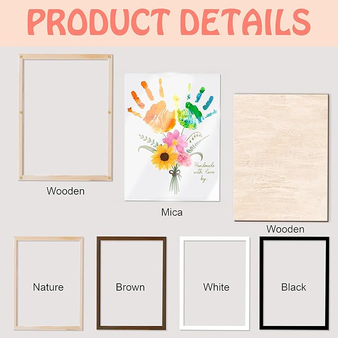 Flowers Bouquet Mother’s Day Handprint Art DIY Kit – Custom Mother's Day Handprint Art DIY Gifts For Grandparents And Moms from Kids, Christmas, Birthday Crafts Gifts