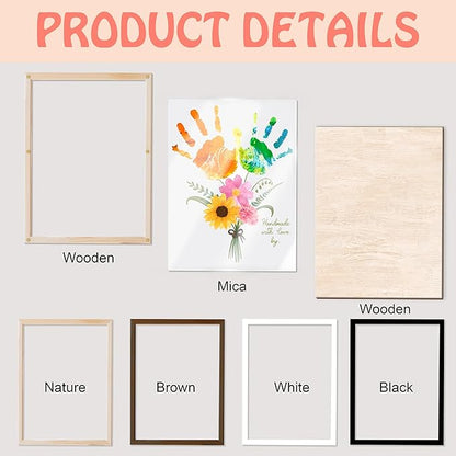 Flowers Bouquet Mother’s Day Handprint Art DIY Kit – Custom Mother's Day Handprint Art DIY Gifts For Grandparents And Moms from Kids, Christmas, Birthday Crafts Gifts