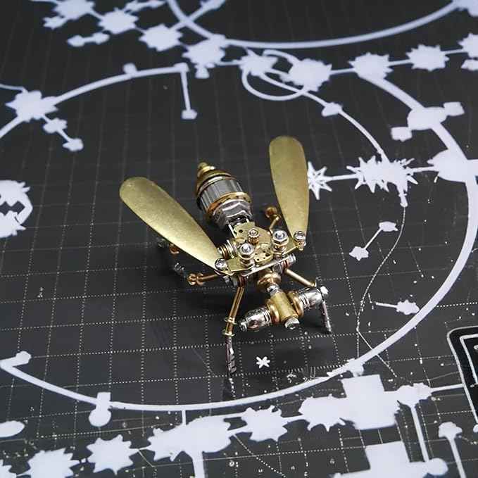 3D Steampunk Metal Fruit Fly Model Kit – DIY Mechanical Brass Insect Puzzle for Adults, Retro Collectible Assembly Craft, Unique Home Office Decoration Gift (Fruit Fly)