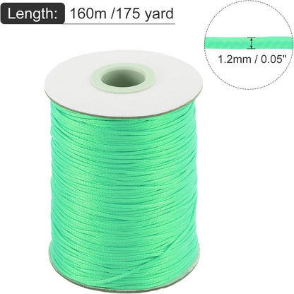 MECCANIXITY Waxed Cord 1.2mm Waxed Polyester Cord 175 Yard Wax String for Bracelet Making,Necklaces, Beading,Jewelry Making and DIY Crafts(Bright Green)