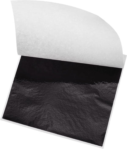 MECCANIXITY Gold Leaf Foil Sheet, Black Leaf Papers, 3.3 x 3.1inch for Art Decoration, Sculptures, Painting, Pack of 100