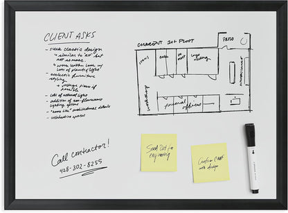 U Brands Magnetic Dry Erase Board White Board, 24" x 18" Inches, Black Wood Frame (307U00-01)