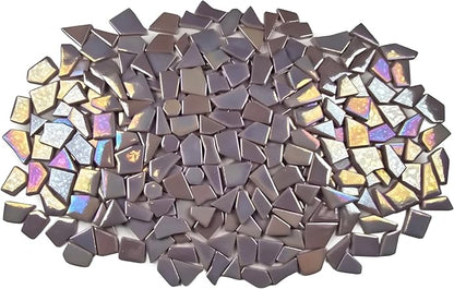 Irregular Glass Mosaic Tiles Bulk 500g Glossy and Iridescent Mosaic Glass Tiles for DIY Projects and Arts and Crafts Solid Colors and Mixes (Iridescent Light Pink)