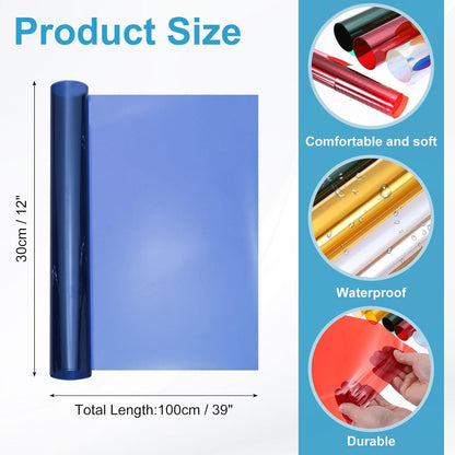 MECCANIXITY Iridescent Window Film,12" x 39" Iridescent Holographic PVC Fabric Dichroic Film Clear Vinyl Paper Roll for DIY Craft Gift Wrapping Bag Decoration,Dark Blue