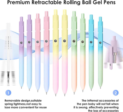 Gel Pens, 10PCS 0.7mm Gel Pens Black Ink Fine Point Smooth Writing Pens, High-End Series Ballpoint for School Office Supplies, Easter Basket Essentials, Easter Gifts for Men Women Student (Gradient)