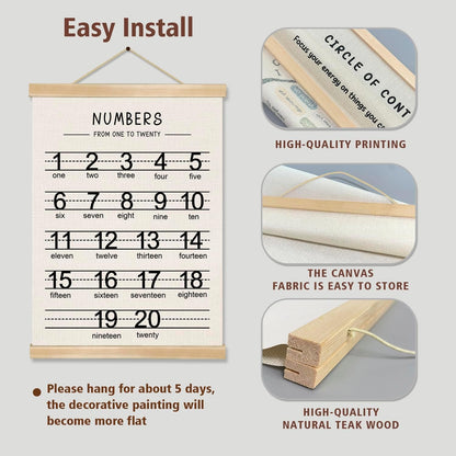 Alphabet and Numbers Wall Chart Set of 2 ,Kids Educational Posters,ABC and 1-20 Number Learning Banners for Toddlers, Preschool Classroom, Homeschool, Nursery, Playroom Decor 14 x 18.5 Inch (Black)