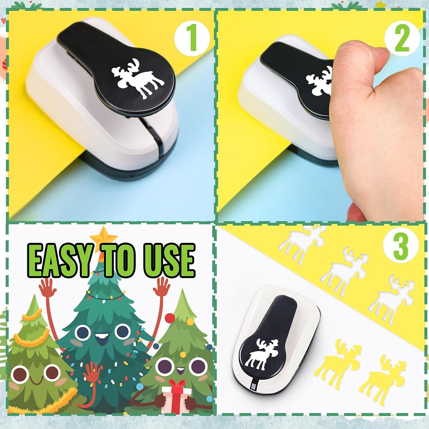 1 inch Christmas Punch for Craft, Deer Paper Punch for Paper Crafting, Reinforce Lever Action Deers Shape Hole Punches, Deer Punches for Scrapbooking Gifts DIY Arts - Crafty Corner