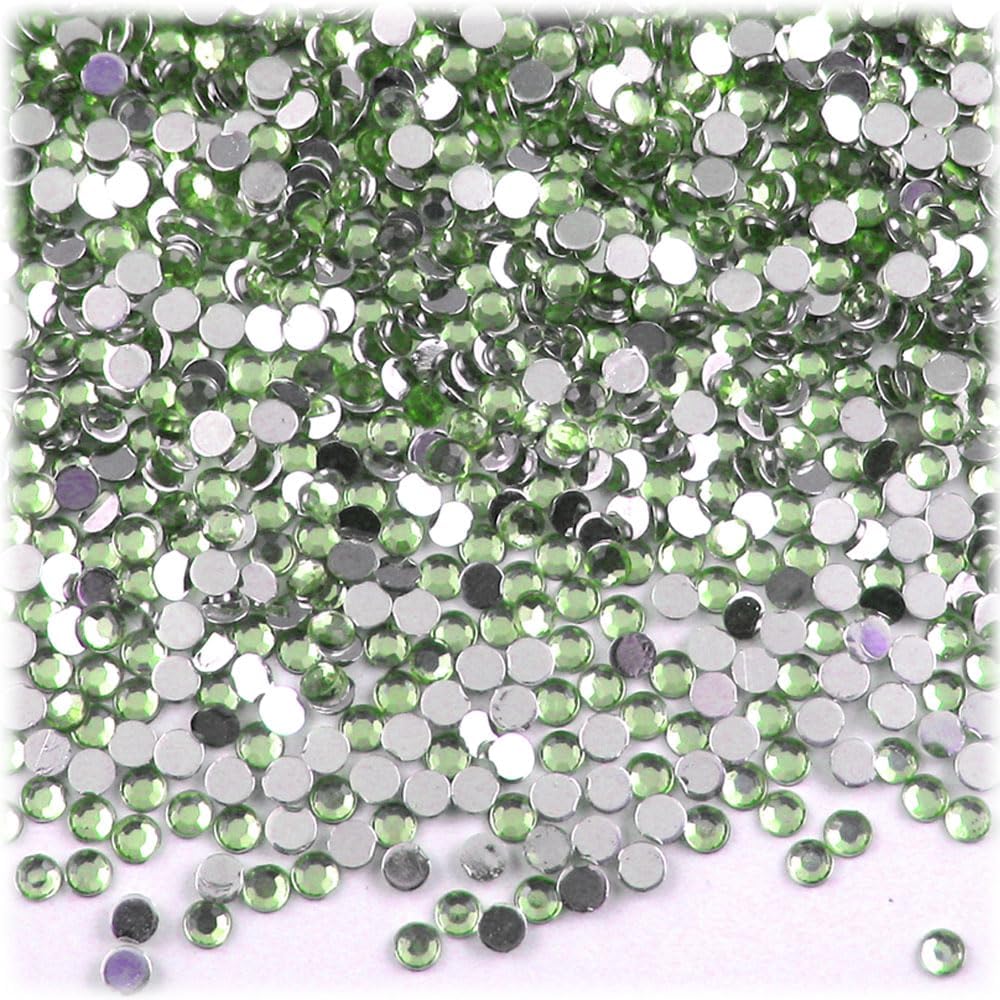 The Crafts Outlet 1,440pc Rhinestones Round 3mm (10ss) Flatback Olive Green - Crafty Corner