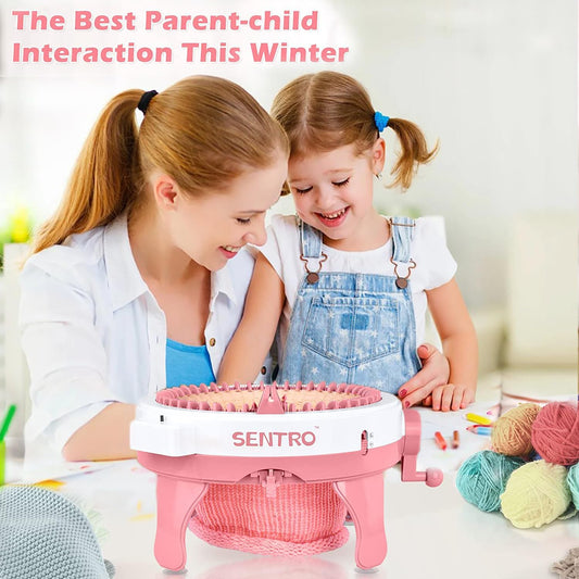 SENTRO Knitting Machine 48 Needles, Smart Knitting Crochet Machine, Double Crocheting Machine Kit,Circle Knit Loom Machine with Row Counter and Hand Crank