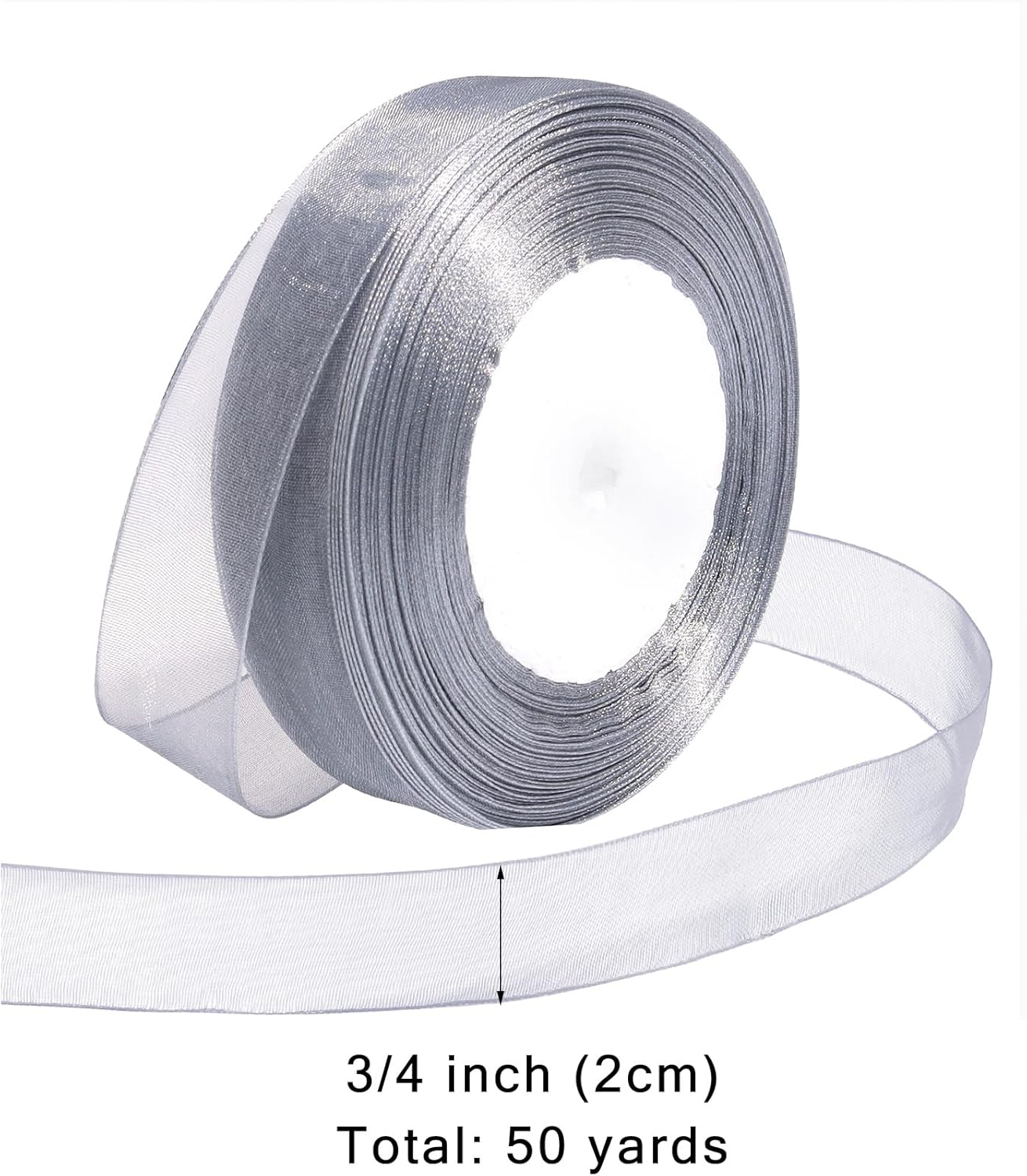Ribbon for Gift Wrapping 3/4 inch Grey Sheer Organza Ribbon for Flower Bouquet Tulle Thin Chiffon Ribbons for Wedding Invitations Christmas Halloween Presents Decorations Crafts 50 Yards - Crafty Corner