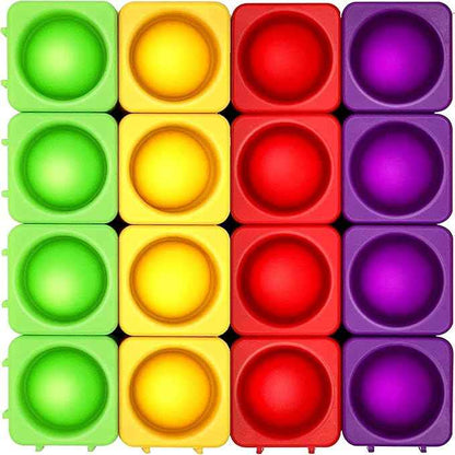 Giant Pop Blocks Bubble Premium Silicone Pop Fidget Blocks for Endless Joy and Education - Vibrant Pop Blocks for Imaginative Play and Puzzle Games-Toy for Kids (16PCS)