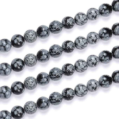 180pcs Adabele Natural Snowflake Obsidian Healing Gemstone 4mm (0.16 inch) Small Round Beads Gem Stone Spacer for Craft Jewelry Making GF14-4
