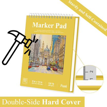 Marker Paper Sketchbook, 9"X12" Alcohol Marker Paper, 60 Sheets (200gsm/ 120lb) Marker Sketchbook Bleedproof, Professional Art Supplies for Adults & Teens. - Crafty Corner