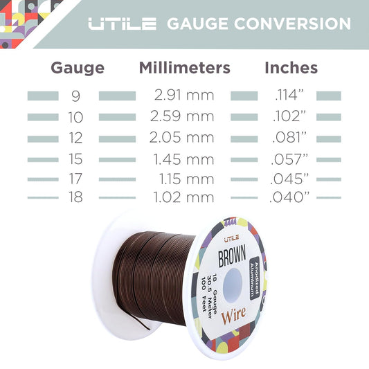 UTILE Bonsai Wire - Armature Aluminum Wire 100 ft 18 Gauge 1.2 mm Bonsai Training Wire, Tree Kit, Plant, Sculpting, Crafts, Bendable, Gardening, Beading and Jewelry Making (Copper, Brown)