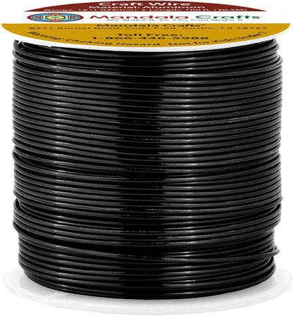 Mandala Crafts 18 Gauge Anodized Aluminum Craft Wire for Jewelry Making - 100 FT Colored Flexible Black Wire - Bendable for Bonsai Armature Crafting Sculpting - Crafty Corner