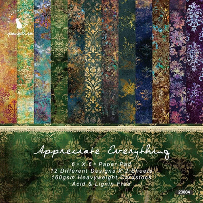 Aesthetic Scrapbook Paper Pad Vintage Patterned Paper 6×6,24 Sheets Single-Sided Boho Scrapbooking CardStock Papers Pad for Holiday Cardmaking DIY Origami Journaling. - Crafty Corner