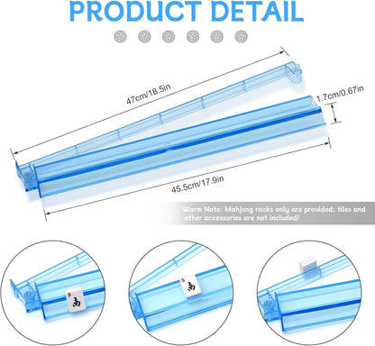 Mahjong Racks with Pushers Set of 4, Plastic American Mahjong Tile Racks 4 Colors, Mah Jongg Accessories Gifts for Mj Enthusiast